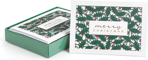 Vista 11 de Canopy Street Masterpiece - Tarjetas cortadas con láser de copo de nieve azul, 10 tarjetas de Navidad con sobres a juego, tarjetas de felicitación