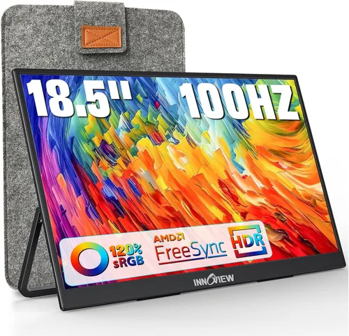 InnoView Monitor portátil de 18.5 pulgadas 100HZ 120% sRGB, 1080P FHD IPS Monitores portátiles grandes para laptop USB C HDMI HDR Monitor de viaje