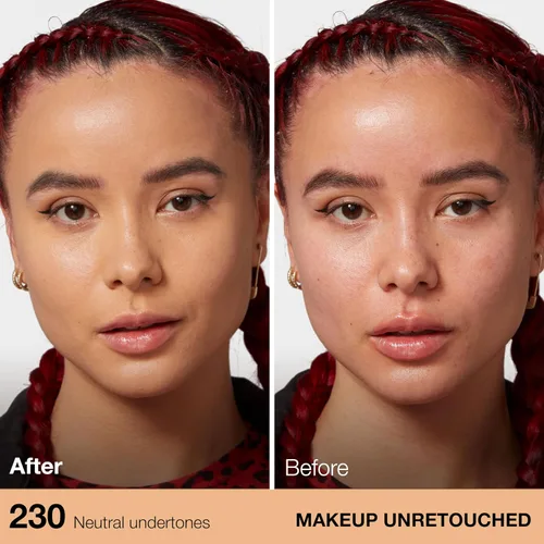 Vista 2 de Maybelline Fit Me Mate + Sin Poros Base Líquida Sin Aceite, Natural Buff, 1 Unidad (El Empaque Puede Variar)