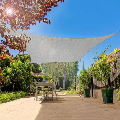 Vista 2 de Toldo tipo vela rectangular de 2 x 2 pies, con bloqueo UV para patio, terraza, pérgola, jardín, césped, actividades al aire libre (Gris)