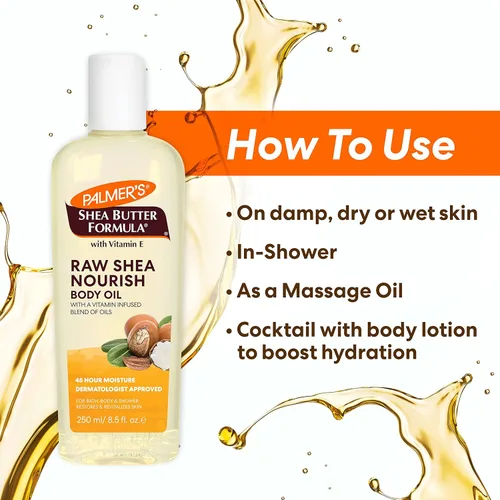 Vista 8 de Palmer's Aceite corporal de fórmula de karité con manteca cruda y vitamina E, hidratante corporal profundo para calmar y nutrir la piel seca