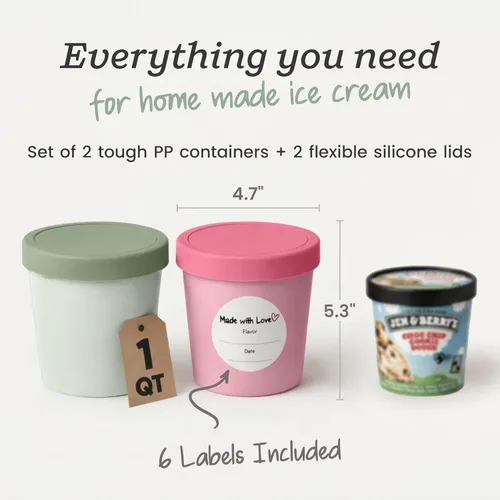 Vista 2 de Starpack 'Freeze the Day' - Recipientes de almacenamiento de helado para congelador (2 piezas) – Recipientes de helado de 1 cuarto de galón