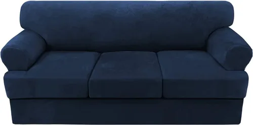 Vista 10 de Fundas de sofá de terciopelo de lujo, fundas de sofá de felpa ultra suaves con fundas de cojín separadas para asiento en T, fundas elásticas