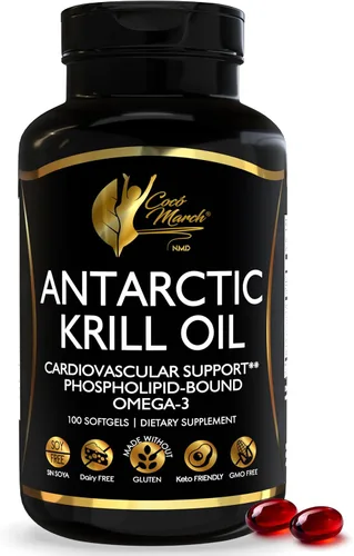 Cocó March N.M.D Aceite de krill antártico puro de 1000 mg – Suplemento de aceite de pescado Omega 3 con EPA, DHA, colina y astaxantina – Absorción