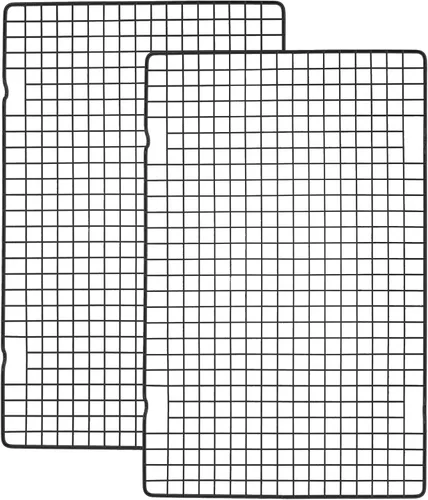 Tebery Paquete de 2 Rejillas de Alambre Negro de Servicio Pesado para Cocinar Rejillas para Hornear, Rejilla Antiadherente de 16" x 10" para Hornear
