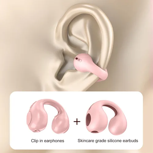 Vista 4 de LADIGASU Clip On Earbuds Wireless Bluetooth, Without in-Ear Bluetooth 5.3 Chip HiFi Sound Quality Long-Lasting Battery Life High-Definition Call