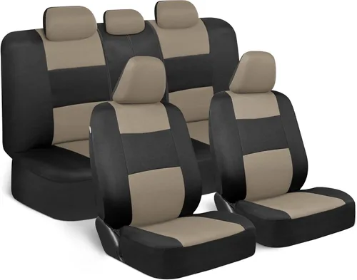 Vista 17 de BDK PolyPro - Juego completo de fundas de asiento de auto en menta sobre negro – Fundas de asiento delantero y trasero divididas para auto