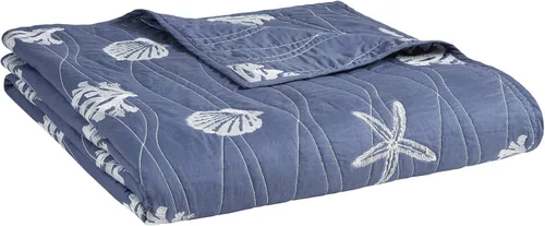 Vista 13 de Harbor House Seaside - Juego de edredón reversible de algodón con diseño de almeja costera, estrellas de mar, bordado de coral, para todas
