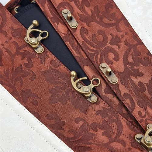 Vista 7 de frawirshau Corsés Steampunk para mujer, corsé gótico retro con cordones