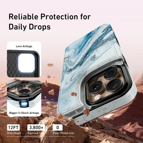 Vista 336 de LETO para iPhone 15 Pro Funda tipo cartera - Tapa tipo folio con patada - Diseños de moda - Tarjetero - Funda protectora para mujeres y niñas - 6.1