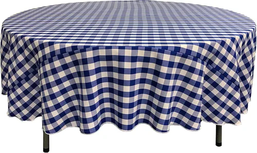Vista 37 de Mantel LA Linen, redondo, a cuadros, polivinílico, 51 pulgadas.