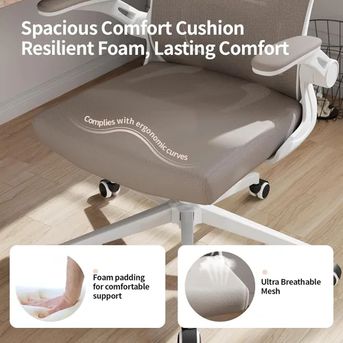 Vista 5 de Monhey Office Chair Ergonomic Desk Chair with Lumbar Support&Headrest&Flip-up Arms Height Adjustable Rocking Swivel High Back Computer Chair Warm