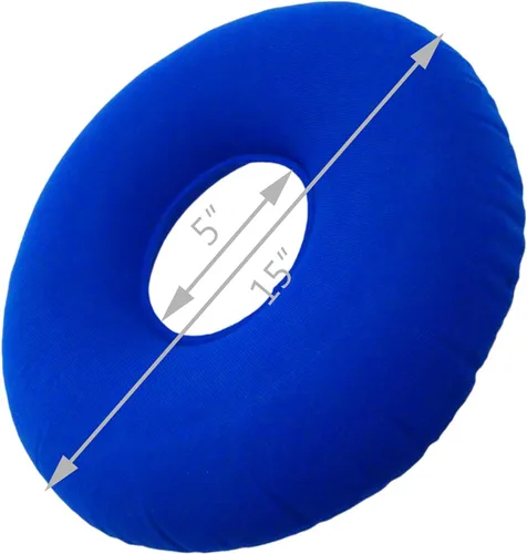 Vista 2 de Paquete de 2 almohadas de dona para el dolor de coxis, asiento inflable de dona con una bomba, cojín de asiento para hemorroides, cojín redondo