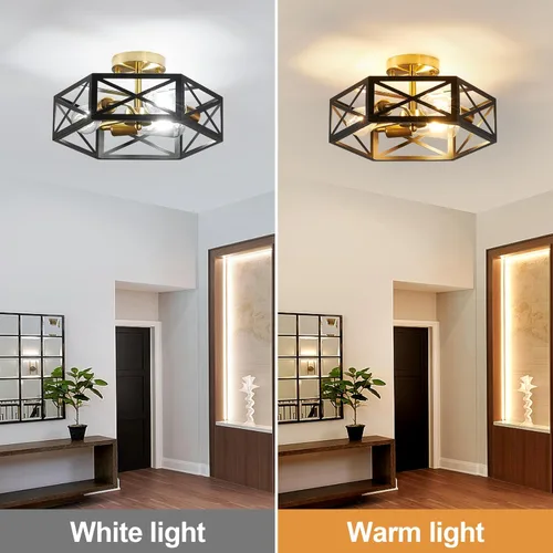 Vista 4 de XSDeTu Lámpara de Techo de Montaje Empotrado Moderna, 3 Luces Negras y Oro Accesorios de Luz de Pasillo para Montaje en Techo, Lámpara de Techo
