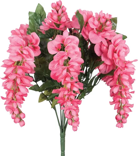 Vickerman Arbusto de glicina artificial rosa de 19 pulgadas de largo – Decoración floral de imitación premium para el hogar – Flores sin