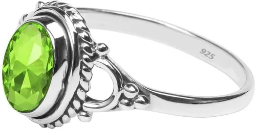 Vista 3 de Anillos de piedras preciosas naturales - Anillo de plata de ley 925 para mujeres y niñas, regalo de Navidad