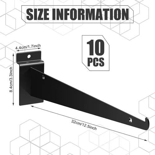 Vista 2 de Oudain 12" Soporte de Estante para Pared de Listones con Ranura, Soportes de Pared de Listones Resistente, Accesorios de Pared de Listones Flotantes