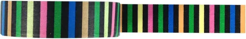 Vista 2 de allydrew Cinta adhesiva japonesa a rayas Washi - Rayas cortas negras y multicolor