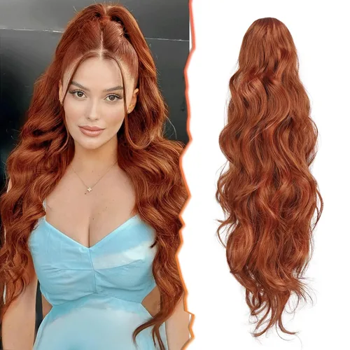 Vista 10 de BARSDAR Extensiones de cola de caballo con clip de garra, extensiones de cabello corto ondulado negro de 14 pulgadas para mujer, extensiones