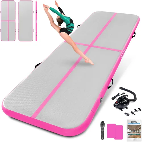Vista 10 de SUDOO Gymnastics Air Mat 8.2ft/10ft/13ft/16ft Inflatable Air Tumble Track Mat 4" Thick Tumbling Mat With Pump/No Pump for Training Tumble Yoga