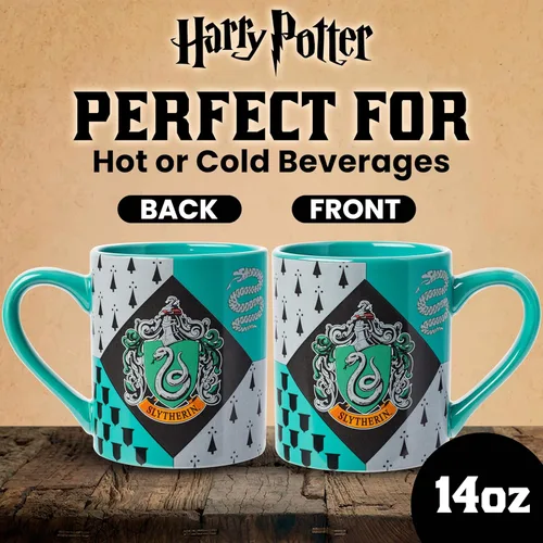 Vista 3 de Silver Buffalo Harry Potter Hogwarts Slytherin House Crest - Taza de cerámica, 14 onzas