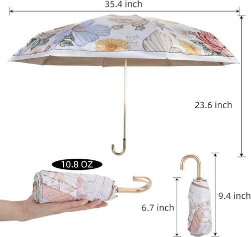 Vista 5 de ESUFEIR Sun Umbrella UV Protection-Small Travel Umbrella Compact Windproof for Sun and Rain-Backpack,Car,Purse-Mini Lightweight Portable Parasol UV