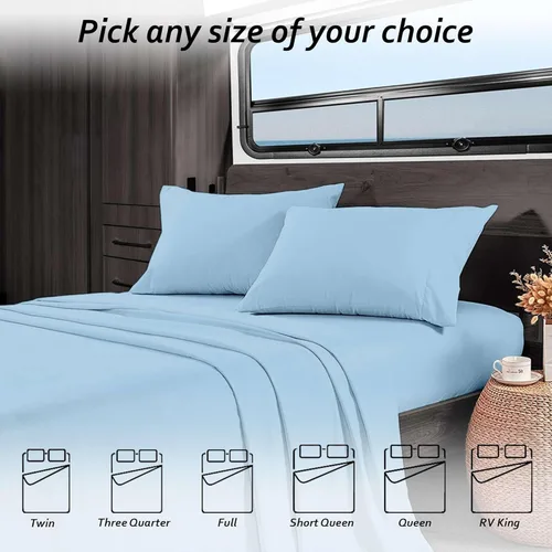 Vista 123 de Juego de sábanas para autocaravana tamaño individual (39 x 75) – 100% algodón egipcio, suave y refrescante, sábana bajera de 16 pulgadas