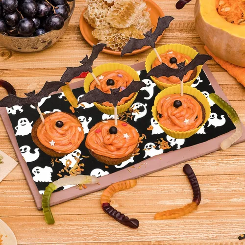 Vista 4 de 150 hojas de papel encerado de Halloween, papel de fantasma, blanco y negro, papel de envoltura de alimentos, impermeable, a prueba de aceite