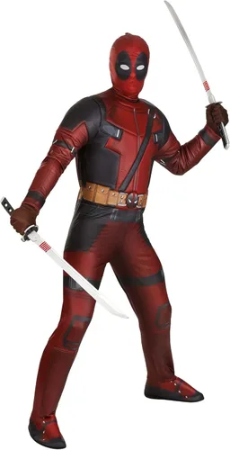 Vista 2 de Marvel - Disfraz de Deadpool de lujo para adultos, disfraz de superhéroe de Halloween para hombres, con licencia