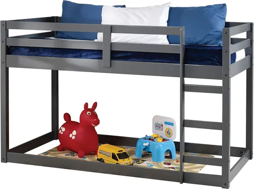 Vista 5 de Harper & Bright Designs Litera para niños de tamaño individual sobre individual, marco de cama individual de madera con escalera y barandillas
