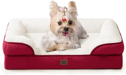 Vista 86 de EHEYCIGA – Cama ortopédica impermeable para perros pequeños, de espuma viscoelástica tipo caja de huevos, con bordes elevados y base antideslizante