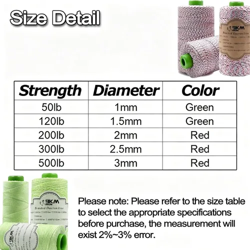 Vista 2 de 9KM DWLIFE Cuerda trenzada de cometa de dacrón de 50 libras, 1000 pies, poliéster yoyo, cuerda resistente para exteriores