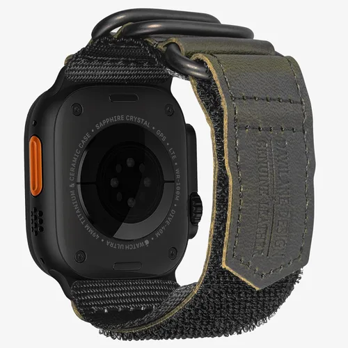 Vista 11 de Compatible with Apple Watch Band,Rugged Replacement Leather Nylon Strap With Three Buckle Loop Design For iWatch Ultra 3/2/1, Series