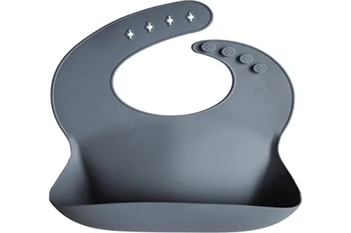 Vista 5 de Mushie - Babero de silicón para bebé, ajustable y resistente al agua (rosado)