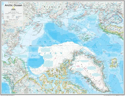 National Geographic: The Arctic - Mapa de pared del Polo Norte, 28 x 22 pulgadas, impresión de calidad artística