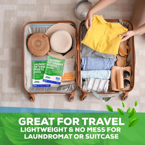 Vista 5 de Detergente para ropa sucia (100 cargas) – Hojas de detergente ecológico para ropa – Cero jarras de plástico para lavadora – Sin desorden y ahorro