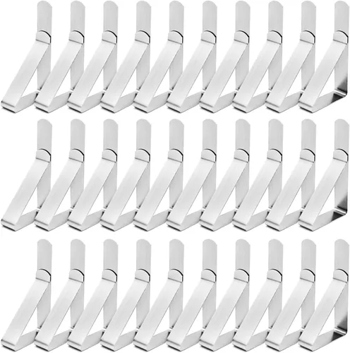 Vista 12 de Paquete de 12 clips para mantel, clips para mantel de picnic, abrazaderas de acero inoxidable, clips de mesa para restaurante, picnic, carpas