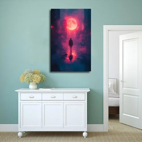 Vista 4 de Vaporwave Glitch Wall Art – Cyberpunk Aesthetic Poster – Retro Futuristic Synthwave Print Poster Canvas Artwork Prints Rustic Farmhouse Decorations