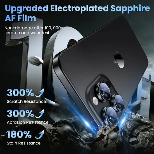 Vista 4 de Uyiton Protector de lente de cámara para iPhone (17/16/15/14 Pro Max) y iPhone (17/16/15/14 Pro), protector de lente de cámara de vidrio templado