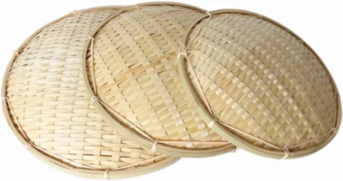 Vista 2 de Paquete de 3 cestas tejidas de bambú para pan; cesta de 3 tamaños hecha a mano para decoración de alimentos y verduras, cesta de almacenamiento