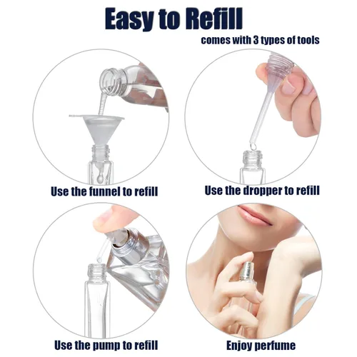 Vista 5 de Lil Ray Atomizador de perfume de 0.3 fl oz para hombres y mujeres. Botella de spray de vidrio recargable. Botella de fragancia portátil para viajes