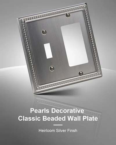 Vista 156 de Paquete de 2 cubiertas de placa de interruptor de luz de doble palanca, cubiertas decorativas de placa de doble interruptor Pearls, placa de pared