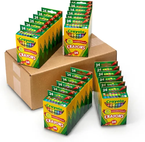 Vista 2 de Crayola Crayones a granel (paquete de 24), suministros para libros para colorear, crayones preafilados para niños, rellenos para calcetines