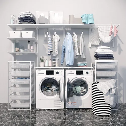 Vista 3 de KoolMore Paquete de lavadora + secadora de gran capacidad: lavadora de carga frontal de 4.5 pies cúbicos [120 V] (FLW-5CWH) + secadora de carga