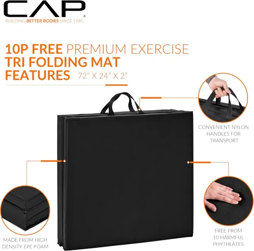 Vista 3 de CAP Barbell All Purpose Folding Anti Tear Exercise Training Aerobic Fitness Gym & Gymnastics Balance Mat Multiple