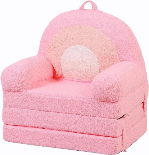 Vista 8 de MOMCAYWEX Sofá para niños, sofá Sherpa con cojines de espuma de tres capas, asientos cómodos para niños de 3 a 6 años, marrón