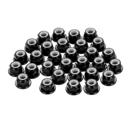 Vista 34 de MECCANIXITY 30 piezas de tuercas de bloqueo de aleación de aluminio M3 con paso de 0.5 mm, tuercas hexagonales con brida de nylon con rosca serrada