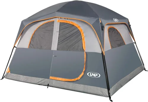 Vista 13 de UNP Carpas para 6 personas, impermeable, resistente al viento, fácil instalación, tienda de campaña familiar de doble capa con 1 puerta de malla y 5