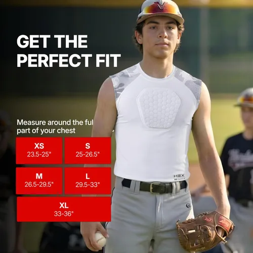 Vista 10 de McDavid HEX Chest Protector Shirt Heart Guard Sternum Compression Padded Shirt for Football, Lacrosse, Softball Rugby - Youth