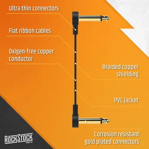 Vista 7 de Rock Stock Cables de Parche Planos para Guitarra (Paquete de 3) - 2 Pulgadas Forma de C Ultra-Delgados Cables de Parche para Pedal de Guitarra